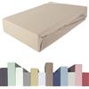 Edda Lux Premium - Lenzuolo con Angoli per materassi con altezza da 20 a 40 cm, 120 x 200/220 cm, 135 x 200/220 cm, 95% Cotone 5% Elastan, OEKO-TEX, in Jersey, colore: Sabbia