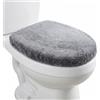 Xinjoduz 1 copriwater in microfibra morbido velluto, resistente, regolabile, elasticizzato, peloso, con fondo elastico, assorbente, lavabile in lavatrice, comodo per la maggior parte dei WC (grigio)