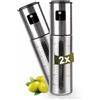 SINZONeu® Set 2x100ml Spruzzatore Olio Acciaio Inox, Bottiglia con Finestra Graduata, Nebulizzazione Fine a Alta Pressione, Impermeabile & Scomponibile