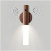 VOMI Luce Notturna Sensore di Movimento LED Legno Applique da Parete Batteria USB Ricaricabile Luce Scale Wireless Vintage Magnetica Armadio Lampada da Comodino Interno Camera Bambini Bianca Calda