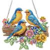 NEWENMO Tre Uccelli Diamond Painting Pendente,5D Fiori Pittura a Diamante Pendant Ornament Kits,Forma Speciale Diamond Painting Ciondolo,DIY Diamantini Crystal Art Pendente per Porta Parete Decor