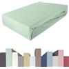 Edda Lux Premium - Lenzuolo con Angoli per materassi con altezza da 20 a 40 cm, 120 x 200/220 cm, 135 x 200/220 cm, 95% Cotone 5% Elastan, OEKO-TEX, in Jersey, colore: Verde Acqua