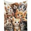 IUNTWEIE Coperta con gatti 130x150cm, Coperta con gattini cartoon pile con stampa 3D di animali come copridivano, copriletto o coperta da salotto (C, 130x150cm)