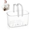 FRDHEE Organizzatore Prodotti Per La Pulizia Portatile Con Manico, Piccolo Cestino Da Doccia In Plastica Trasparente Per Articoli Da Toilette E WC, Bianco