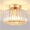 Seruno X Lampadario Moderno in Cristallo, Plafoniera Color Oro con Paralume in Vetro, Plafoniera a Semi-incasso E27 per Soggiorno, Camera da Letto, Cucina, Sala da Pranzo, Corridoio, Bagno, Ingresso