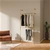 pamo Barra Appendiabiti da Parete in stile industriale - 105x222x32 cm - guardaroba aperto o porta abiti oro con tubi d'acqua per casa e per camera da letto
