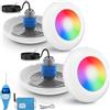 LyLmLe Proiettore Piscina LED con Filettatura 1 1/2, 15W Lampade Piscina RGB Multicolore con Telecomando Controllore, Ø190mm, 12V AC IP68 Impermeabile Subacquee Luci per Piscinas SPA, Set da 2