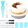 MFUSUL Kit per Decorare Torte, Piatto Girevole per Torte, Supporto Girevole per Torte con Palette Angolari, Raschietto, Pasticceria, 24x Punte, Pasticceria Accessori