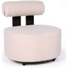 Menzzo MenzzoPoltrona Design Canelo Legno scuro e Tessuto Bouclette Beige