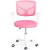 FurnitureR Home Ufficio, Computer per Giovani/Adolescenti con Maglia Traspirante, Sedia da Studio Girevole Regolabile in Altezza con Braccioli, Rosa, Metallo, 50 x 53 x 87cm
