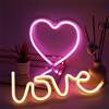 NELUX Confezione da 2 Cuore e Love (Amore) - Luci Neon LED Gaming, Lampada Neon Parete, Insegna Luminosa LED Camera Decorazioni Muro, Scritta Luce Fidanzato San Valentino. Connessione USB o batterie