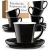 Cosumy Set di 6 Tazzine Caffè Nere con Piattini in Ceramica - Lavabili in Lavastoviglie - Con Scatola Regalo - Set Tazze, Set Tazzine Caffe Particolari Tazzina Caffè, Tazza Caffe, Tazzine Caffe - 70ml