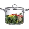 Sonhomay Pentola di vetro trasparente con coperchio da 4 litri. Pentola resistente al calore da 5 litri con manici in acciaio inossidabile, utensili da cucina per cuocere a fuoco lento per pasta, gnocchi