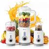 SIMPLUS Frullatori da Cucina e Robot da Cucina Combo, Frullatore 3 in 1 per Frullati e Carne Macinata, Controllo a 3 Velocità con Impulsi, per Ghiaccio, Frutta, Carne, Bianco