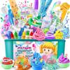 YOPINSAND Slime Kit Sirena, Fluffy Slime Making Kit per bambini 3-12, Laboratorio Creativo per Fabbricare Slime con Accessori - DIY Slime Bambini Ragazze Gioco Giocattoli Bambina Regalo