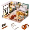 CUTEROOM Casa delle bambole in miniatura CUTEROOM - Kit di costruzione in legno con mobili, musica e LED per uomini donne (fai da te, idea regalo)