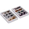 Lolalet Scatola per Occhiali da Sole Cassettiera, 4 Scomparti Impilabile Occhiali da Sole Organizzatore Scatola, Porta Occhiali Multiplo per Uomo Donne -2 Pezzi, Grigio