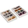 Lolalet Scatola per Occhiali da Sole Cassettiera, 4 Scomparti Impilabile Occhiali da Sole Organizzatore Scatola, Porta Occhiali Multiplo per Uomo Donne -2 Pezzi, Bianco