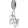 luvhaha Giocoso gatto charm in argento sterling 925, simpatico ciondolo per animali domestici, per donne