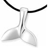 CLEVER SCHMUCK Ciondolo argentato a forma di coda di balena, 20 x 17 mm, argento lucido 925 con cordoncino nero