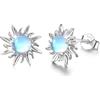 REDSUN Orecchini con sole opale in argento Sterling 925 con sole ipoallergenico orecchini dorati/argento sole orecchini regali per donne ragazze bambini, 9 mm, Argento sterling