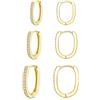 Cangall Orecchini a cerchio in argento 925, 3 paia di orecchini a cerchio ovali in argento sterling 925, per piercing multiplo, ipoallergenici, piccoli cartilagine, per dormire, ovali, in argento 925