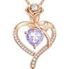 CDE Collana Donna Cuore Regalo Gioielli Donna Pendente Argento S925 Placcata Oro con Pietra di Nascita per Festa Della Mamma Compleanno San Valentino per Lei Mamma Fidanzata Moglie con 5A Cubic Zirconie