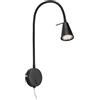 BRILONER Leuchten - Lampada da letto a LED, lampada da letto con braccio flessibile, con interruttore on/off, 4 watt, 400 lumen, 3.000 Kelvin, metallo, nero