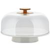 Alessi Mattina BG06 WG Alzata di Design in Porcellana con Campana in PMMA e Pomolo in Legno di Bambù, Warm Grey
