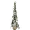 Flair Flower - Mini Albero di Natale Artificiale in Sacco in Iuta, Neve/Neve, Albero di Natale, Decorazione Natalizia, 10 x 10 x 60 cm, Colore: Verde/Bianco