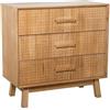 DRW Comoda con 3 cassetti in Legno Naturale 80x80x40 cm