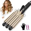 LAYADO Arricciacapelli 3 barili, Professionale Capelli Onde Ondulata Ferro | 180℃-210℃ Temperatura Regolabile Piegatore per Capelli Canna Ceramica Cavo Girevole a 360 °