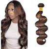 Zeslaerr Human Hair Bundles Sew in Bundles Human Hair Extension Capelli Hair P430 Highlight Brown Body Wave Unprocessed Virgin Extension Capelli Veri Low Tangle Minimal Smell 1 Bundle 22 Pollici
