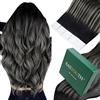 Easyouth Extension Adesive Capelli Veri 60 cm Ombre Argento Extensions Capelli Veri Adesivo Da Nero A Argento E Nero Balayage Extension Remy Biadesivo Lunghi #1b/s/1b 50g 20pz