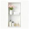 Bernkot Doccia in acciaio inox, 60 × 30 × 10 cm, con ripiani doppi non necessari, nicchia da parete per il bagno, montaggio a filo di superficie, bianco