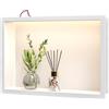 Bernkot doccia in acciaio inox 45x30 cm, bianco, con luce guidata, impermeabile, senza piastrelle, necessaria nicchia da parete per l'installazione in montagna