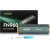 Fikwot FN960 512GB M.2 2280 PCIe Gen4 x4 NVMe 1.4 Unità interna a stato solido con dissipatore di calore - Velocità fino a 4800MB/s, Cache SLC dinamica, SSD Interno vari dispositivi
