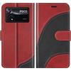 BoxTii Cover per Xiaomi Poco X4 PRO 5G, Custodia in PU Pelle Portafoglio per Xiaomi Poco X4 PRO 5G, Magnetica Cover a Libro con Slot per Schede, Rosso