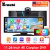 Srnubi 11.26 pollici 4K Dash Cam Wireless CarPlay e Android Auto portatile DVR per auto Sistemi intelligenti Videoregistratore Navigazione GPS