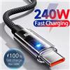 NONE Cavo in nylon da 240 W Cavo di ricarica super veloce USB tipo C per Samsung Xiaomi Huawei Honor Display digitale a LED Cavo dati per caricabatterie rapido