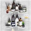 ADORAMOUR Set di Mensola per Doccia Angolare - Confezione da 2 Organizzatore per Bagno con Portasapone, Rack di Archiviazione Adesivo per Prodotti per il Bagno, Porta Shampoo, Bianco