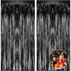 PacuM 2 Pezzi 200 x 100 CM Halloween Tende Metalliche per Feste Tenda Metallo con Adesivo Tende Halloween Nero può Essere Tagliata Tenda Decorazione Feste per Pareti Finestre Tavoli Archi