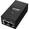 Tenda POE15F PoE Injector, Adattatore PoE Ethernet Rapido 48 V - 2 Porta RJ45 10/100 Mbps, IEEE 802.3/af/u, Fornisce Alimentazione fino a 100 m, 15,4 W Massimi, Plug and play, Nero, Alimentazione