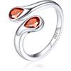 Silvora Anello Donna Argento 925 in Oro Bianco, Anello Regolabile con Rubino Pietra di Nascita, Fedina Anelli Argento Donna a Goccia, Idee Regalo per Ragazza Fidanzata Anniversario Natale