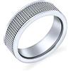 Bling Jewelry Anello personalizzabile unisex per coppia in maglia a catena con cavo, fascia nuziale da biker per uomini e adolescenti, tono argento ossidato in acciaio inossidabile, larghezza 8MM.