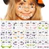 HOWAF Tatuaggi Halloween, 12 foglie Tatuaggi Viso per Bambini Trucchi Halloween Decorazioni Accessori Streghe Ragni Zucca Adesivi Viso Halloween
