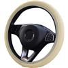 CGEAMDY Coprivolante per Auto, Coprivolante Auto Universale Finta Pelle, Traspirante e Antiscivolo, Pelle Microfibra Dimensioni Standard 38 cm, Accessori Auto Interno, Durevole Coprivolante(Beige)