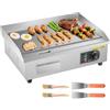 VEVOR Piastra Elettrica per Cottura Commerciale Griglia Elettrica per BBQ Piano Piatto 535 x 300 mm 3200 W, Temperatura Regolabile tra 50-300 °C, Griglia da Banco in Acciaio Inox per Bistecche