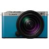 Panasonic LUMIX S9 H Kit 28-200 mm argento scuro x pelle blu turchese