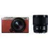 Panasonic LUMIX S9 W Kit 18-40 mm + 50 mm argento scuro x pelle rosso cremisi